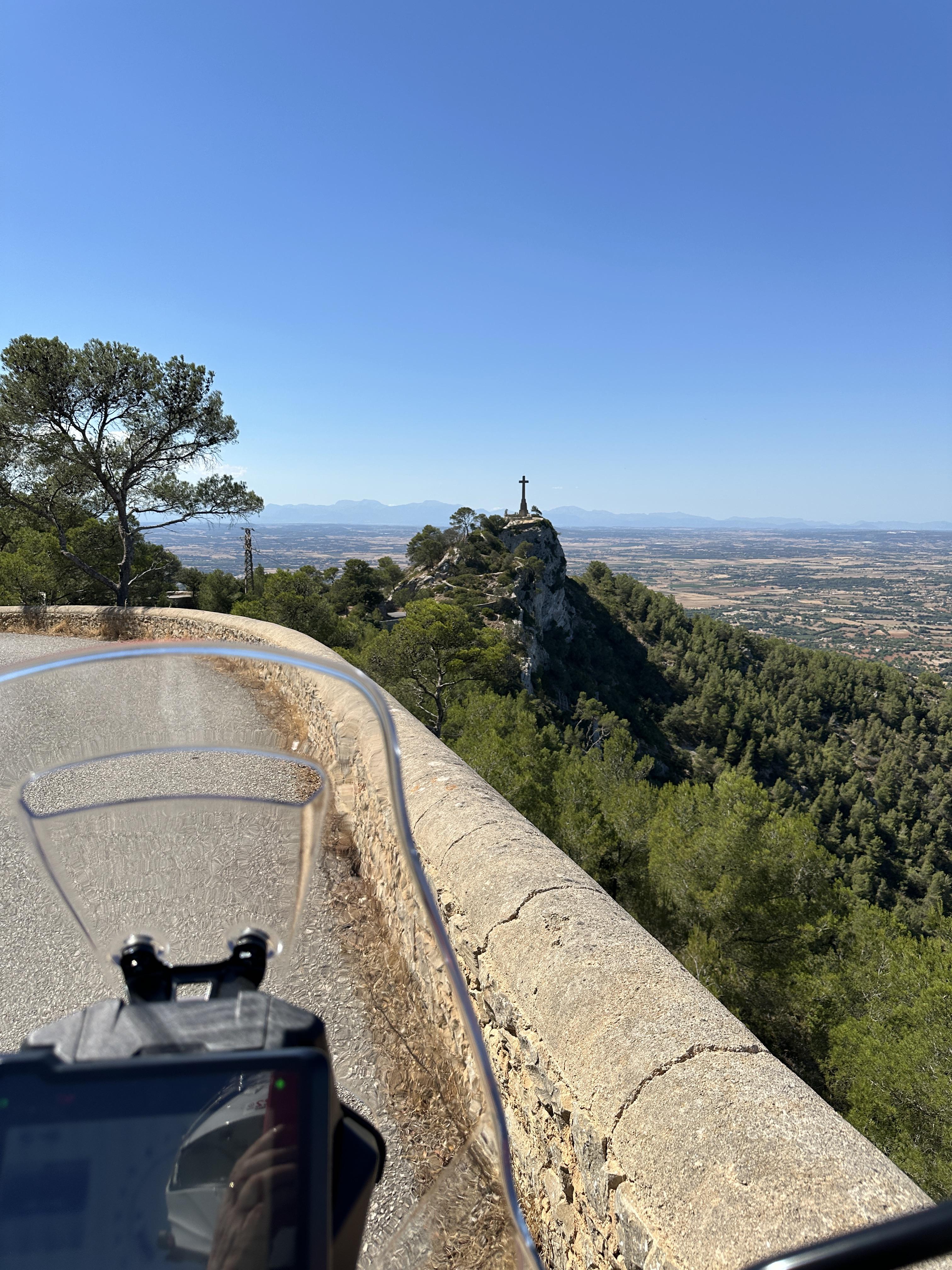 Final scenic bends leading to Sant Salvador Sanctuary, one of Mallorca's best motorcycle roads.